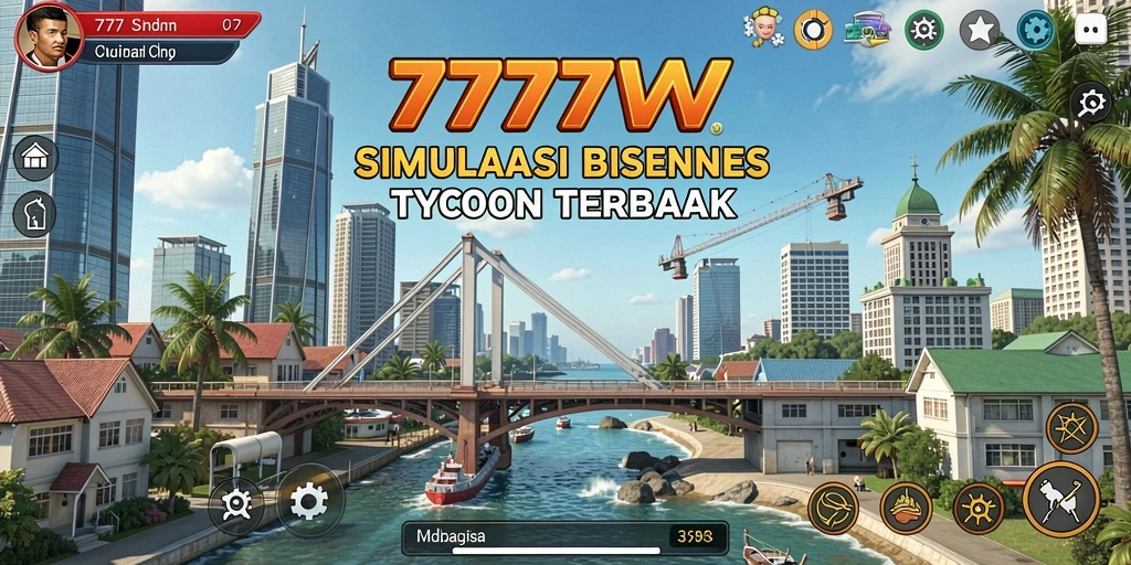 Screenshot gameplay <strong>7777W</strong> menampilkan pengelolaan bisnis yang menarik.