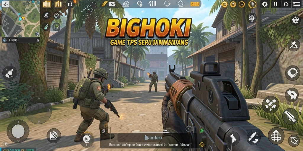 Screenshot gameplay intens dari BIGHOKI, menunjukkan aksi seru TPS.