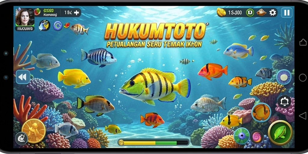 Tampilan gameplay HUKUMTOTO yang mengasyikkan dan penuh aksi menembak ikan.