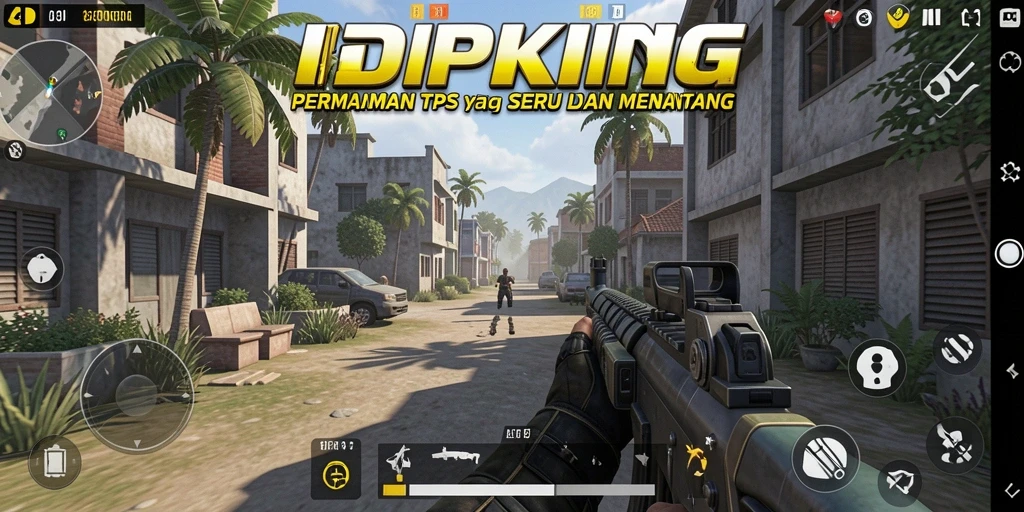 Screenshot gameplay IDPKING menampilkan aksi tembak-menembak yang intens.