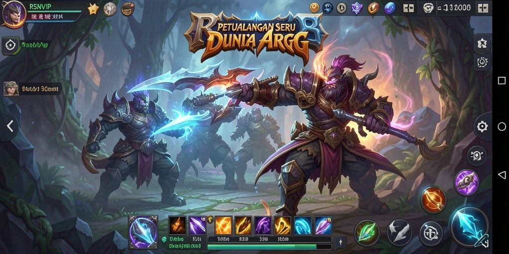 Screenshot gameplay RSNVIP menampilkan pertarungan epik antara karakter dan monster.