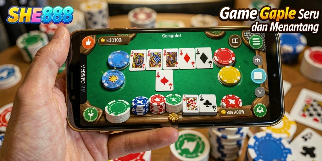Gameplay SERU dari SHE888 menampilkan permainan Gaple yang mengasyikkan.