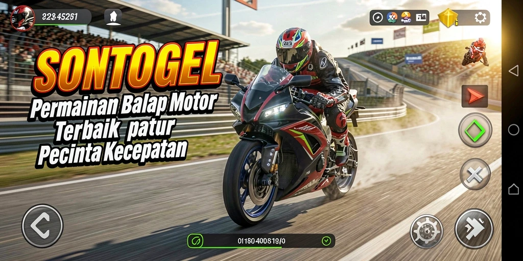 Tampilan gameplay seru dalam balapan motor di SONTOGEL.